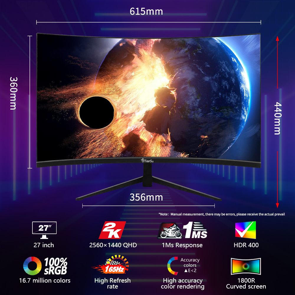 Tiansu monitor 27 inch 144Hz 2 - Gaming Monitor Curved 리뷰 및 가격