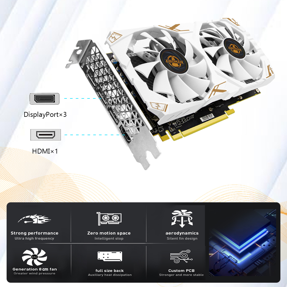 AIBOMAN Video Card AMD RX580 8 - Esports Gaming Fan 리뷰 및 가격