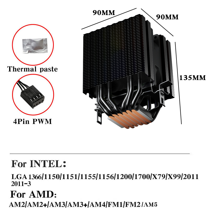 6 Heat Pipes CPU Air Cooler 4  - Esports Gaming Fan 리뷰 및 가격